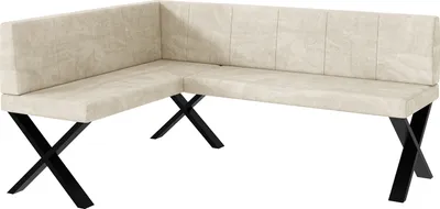 Produktbild von MEBLINI Eckbank für Esszimmer - Küchenbank - Essecke - Sitzecke Küche - PETER - X-Beine 128x168x87cm Links - Creme Samt