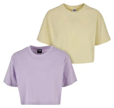 Image de Urban Classics - T-shirt pour femmes (lot de 2) TN1385 (5XL) (lilas/jaune pâle)