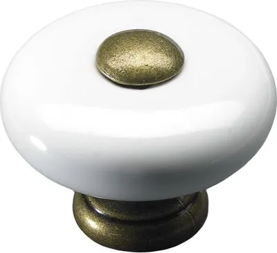 Produktbild von Hettich Möbelknopf Keramik weiß/gold Ø 32,0 mm - 1 Stück