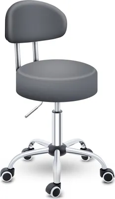 Produktbild von TRESKO Rollhocker Grau mit Lehne Arbeitshocker Hocker Drehhocker Kosmetikhocker Praxishocker