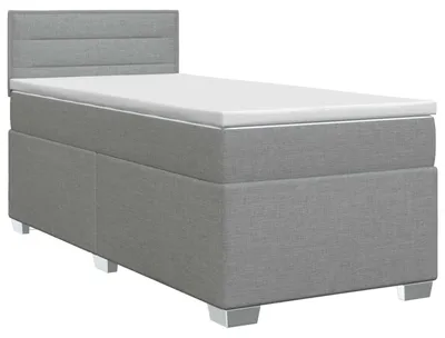 Imagen del producto de Cama con somier y colchón de la marca vidaXL, color gris claro, dimensiones 90 x 190 cm, tapizada en tela