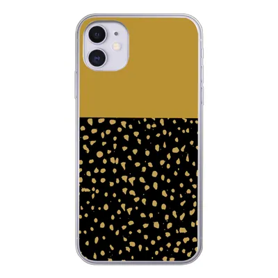 Produktbild von MuchoWow® Handyhülle Schutzhülle Hülle für iPhone 11 Polka dots - Ockergelb - Schwarz Silikon Softcase Handy Hülle - Handytasche