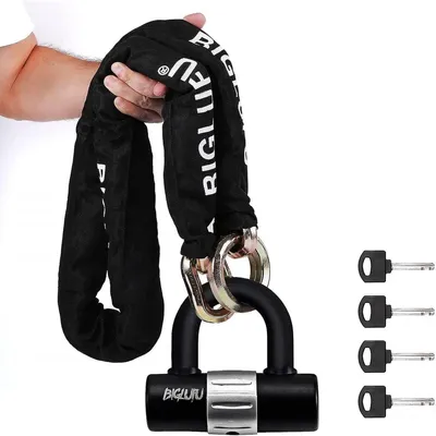 Productafbeelding van PromoHome® veiligheidskettingslot met 4 sleutels – fietsslot, ketting, hoge veiligheid, 100 cm lang, zwart