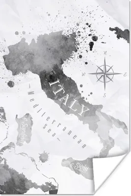 Produktbild von MuchoWow® Poster Italien - Karte - Aquarell 20x30 cm - Papierdruck