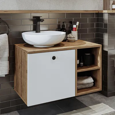 Immagine prodotto di Set di mobili da bagno Roomart LOTUS-I-75, 2 pezzi, larghezza 75 cm, rovere bianco