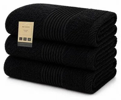 Obrázek produktu pro Sada tří ručníků Unyqoos® ByViento – 70 x 130 cm, 100% bavlna, 500 g/m² – černá barva, hotelní kvalita