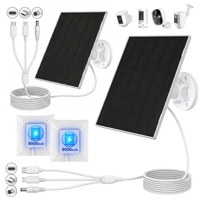 Image de 2 panneaux solaires de 5 W/5 V avec une batterie de 8000 mAh