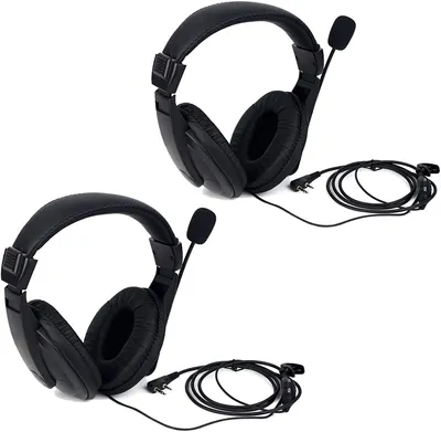 Image de Retevis R114 Casque supra-auriculaire VOX avec réduction de bruit 2pin Compatible avec Walkie Talkie RT24 RT27 RT21 RT22 RT15 RT28 RT617 RT618 RT619 BF-88E Kenwood (2 PCS)