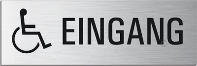 Produktbild von Schild - Eingang Behinderte  | Türschild 240 x 80 mm Aluminium selbstklebend