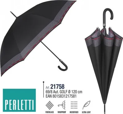 Image de PERLETTI Technology, parapluie homme / noir, 21758