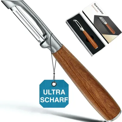 Imagen del producto de Pelador de verduras de acero inoxidable 304, con mango de madera, multifuncional, 1 unidad, para la cocina