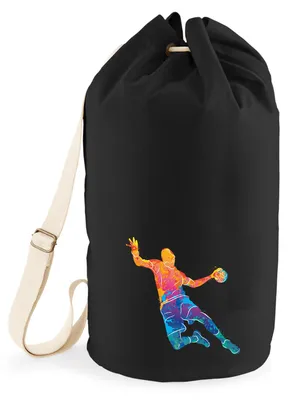 Produktbild von Huuraa Seesack bunte Handball Silhouette 20 Liter Black Baumwolle Rucksack Geschenkidee