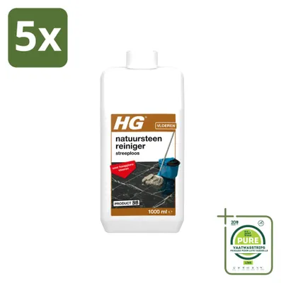 Produktbild von 5 x HG Natursteinreiniger streifenfrei für Hochglanzböden 1 l - Großpackung - 5 Stücke