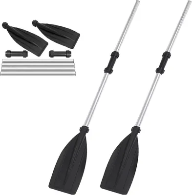 Produktbild von 2er-Set Kajakpaddel 128 cm, verstellbares Kajak Paddel aus Aluminiumlegierung, abnehmbar & schwimmfähig, Paddel für Kajak, Kanu & aufblasbare Boote, Kajakfahren Zubehör