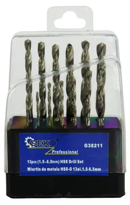 Obrázok produktu pre Sada HSS vrtákov do kovu, 1,5 - 6,5mm - valcová stopka, hrot 135°, 13ks