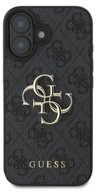 Obrázok produktu pre Guess, puzdro pre iPhone 16 s monogramom a logom 4G v kovovej farbe, tmavosivé