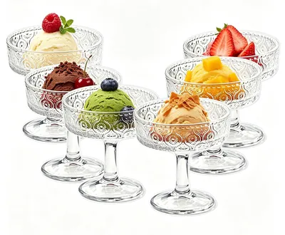 Productafbeelding van SolidKeus - Set van 6 Elegante Glazen Dessertkommen 350 ml