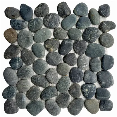 Produktbild von Exklusive Kieselstein-Mosaikfliese Schwarz – 1 Mosaikfliese K-551 - Premium Naturstein für Wand & Boden