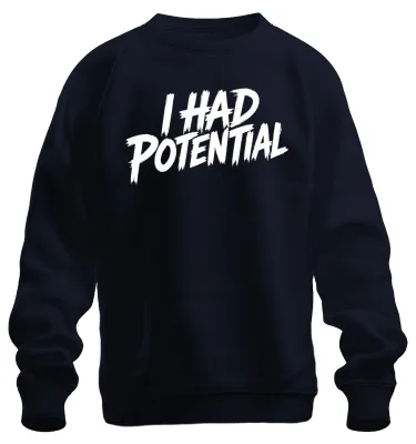 Obrázek produktu pro Tričko s potiskem "Měl jsem potenciál", vtipný slogan, humor, ironie, městský styl, tmavě modrá barva, velikost 3XL