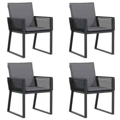 Produktbild von Gartenstühle mit Kissen 4 Stk. Schwarz Poly Rattan