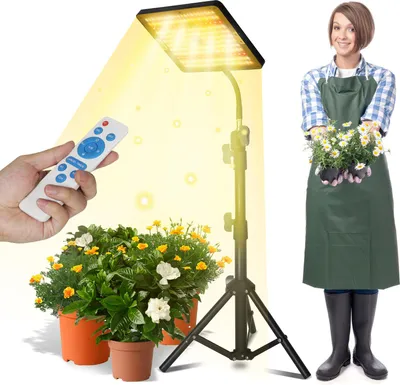 Zdjęcie produktu dla Jayseuw 25 W z podstawką – lampa do roślin, światło o pełnym spektrum, lampa do roślin domowych, lampa wspomagająca wzrost, lampa do uprawy, 77–130 cm