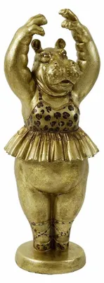 Immagine prodotto di Werner Voß - Figurina decorativa "Hippo Ballerina", scultura di ippopotamo, poliresina, color oro, 63 cm, 54698