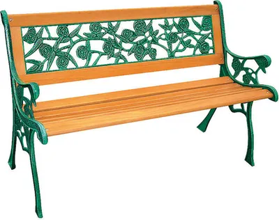 Produktbild von Rosen Parkbank aus Gusseisen mit Holz Sitzfläche