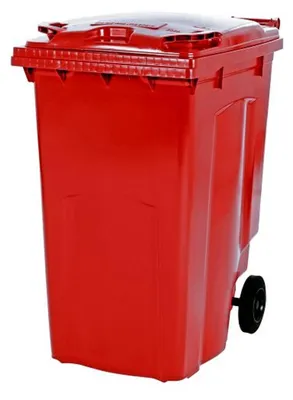 Zdjęcie produktu dla Kontener na odpady na dwóch kołach, pojemność 240 litrów, kolor czerwony