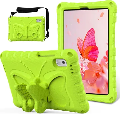 Image de Etui enfant pour Lenovo Tab M9 2023 TB-310FU 9.0", étui léger EVA anti-choc avec bandoulière et support papillon Vert herbe