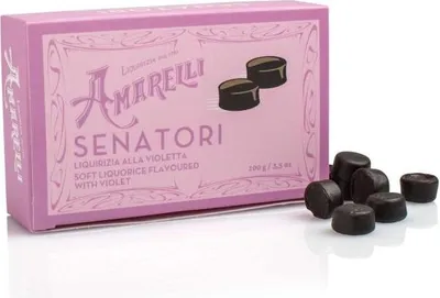 Produktbild von Amarelli Senatori, Weiche Lakritz mit Veilchen-Aroma, Box, 100 g, Amarelli Italien