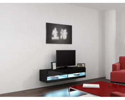 Obrázek produktu pro Cama RTVVIGO140N c/c, Černá, Dřevotřískové desky, Černá, Dřevotřískové desky, 2 police/polic, Laminát