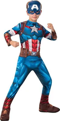 Produktbild von Rubies - Captain America Klassisches Offizielles Kostüm, Kinder Größe M 7-8 Jahre, I-702563M RUBIES Altersbereich: +7 Jahre