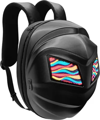 Produktbild von Motorrad LED Helm Rucksack mit Smart DIY Display hohe Helligkeit Nacht Sicherheit erweiterbar USB Powered Rainproof Riders Bag