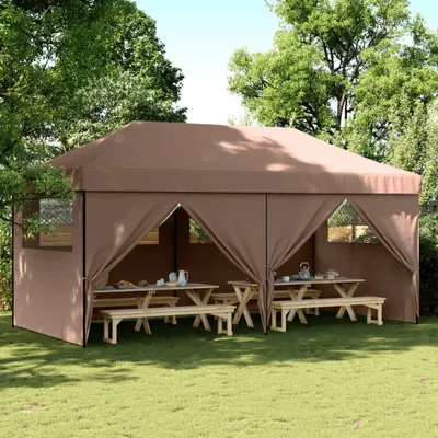 Image de Maison Exclusive - Tente de réception pliable Pop-Up avec 4 panneaux latéraux, marron