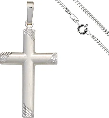 Produktbild von JOBO Anhänger Kreuz 925 Silber matt Kreuzanhänger Silberkreuz mit Kette 60 cm