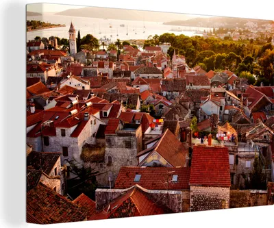 Produktbild von OneMillionCanvasses® - Leinwandbilder - 150x100 cm, Blick über die Stadt Trogir in Kroatien, Wandbilder Kunstdruck Wanddekoration