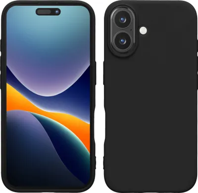 Produktbild von kwmobile Hülle kompatibel mit Apple iPhone 16 Hülle - weiches TPU Silikon Case - Cover geeignet für kabelloses Laden - Schwarz matt