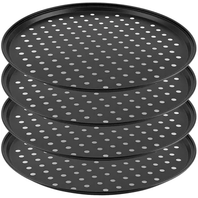 Zdjęcie produktu dla Płytki do pizzy, okrągłe, średnica 32 cm, 4 sztuki, z powłoką nieprzywierającą, perforowane