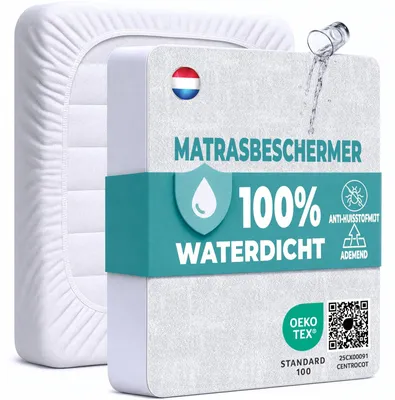 Image de Protège-matelas imperméable - 90 x 200 cm - Respirant - Housse avec bonnets