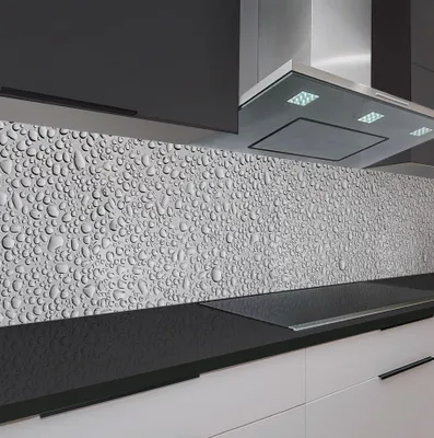 Produktbild von Küchenrückwand Regentropfen 60x300 cm – monolithische ABS-Platte mit Direktdruck, Spritzschutz Küche & Bad, Fliesenspiegel