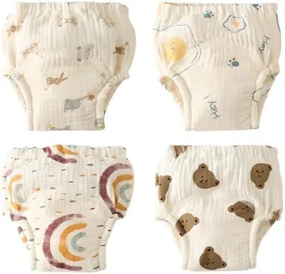 Produktbild von Töpfchen Trainingshose, Windelhosen Kinder, 4 Stück Baby Stoffwindel, Potty Training Pants, Wiederverwendbare Stoffwindeln, Waschbar Stoffwindel für die meisten Babys und Kleinkinder(5-9kg)