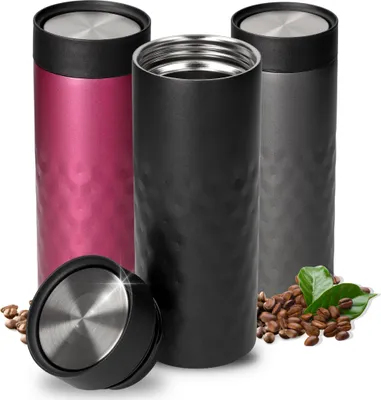 Image de Mug isotherme « Crystal » 450 ml - mug à emporter anti-fuites - mug en acier inoxydable avec couvercle à 360 degrés - noir