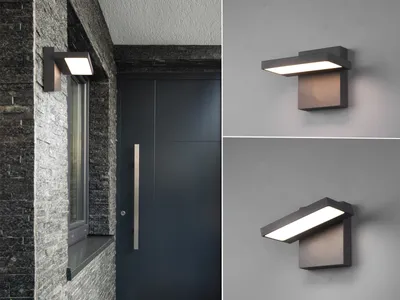 Produktbild von LED Außenwandleuchten Set Downlight Anthrazit Fassadenbeleuchtung Terrassenlampe