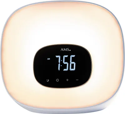 Produktbild von AMS 1302 Wecker Netzwecker weiß digital Radio Sonnenaufgangs-Licht