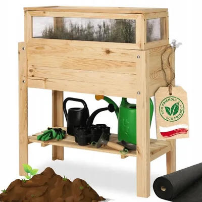 Produktbild von Wamar Mini-Gewächshaus auf Beinen Kräutergarten 80x37 cm Holz