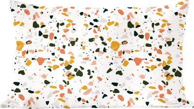 Produktbild von MuchoWow® Zierkissen Sofakissen Wohnzimmer Dekokissen 50x30 cm Grau - Rosa - Terrazzo - Wohnzimmerdekoration - Polster mit Photo