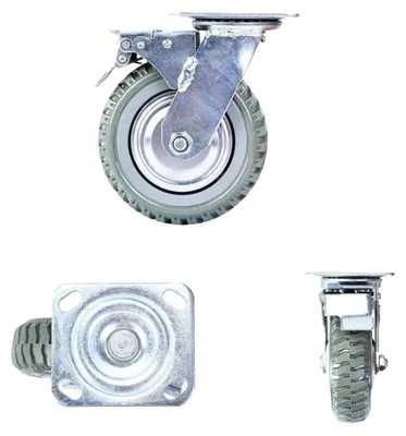 Imagen del producto de Ruedas giratorias robustas, de 200 mm de diámetro, con una capacidad de carga de 1000 kg, giratorias a 360 grados, con 2 ruedas giratorias y 2 ruedas con freno, fabricadas en goma maciza