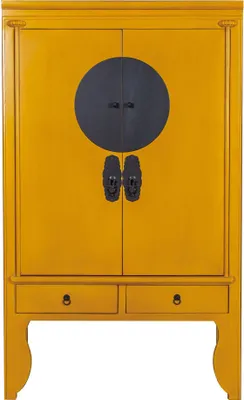 Produktbild von Fine Asianliving Chinesischer Hochzeitsschrank Marigold Gelbe - Orientique Kollektion B100xT55xH175cm Chinesischer Schrank Chinesischer Hochzeitsschrank Orientalische Möbel Asiatische