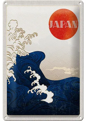 Produktbild von Blechschild Reise 20x30cm Japan Asien Wellen Meer Flut Urlaub
