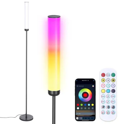 Obrázok produktu pre BlitzWill BWL-F17 RGB stolná lampa, 360° LED stojacia lampa s aplikáciou na synchronizáciu s hudbou a diaľkovým ovládaním, stmívateľné ambientné osvetlenie, lampa do obývačky alebo herne